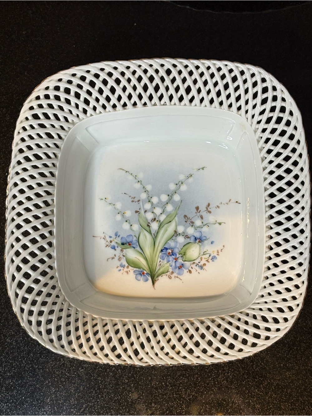 Vintage Sumi Cluj Romania Reticulated Porcelain Bowl - Artist Signed Balog J.